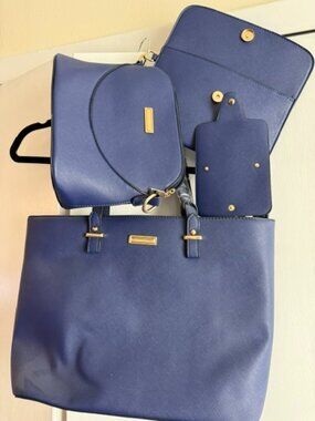 SHEIN Navy Blue 4-Piece Handbag Set with Wallet NWT